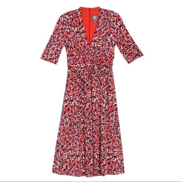 VINCE CAMUTO 3/4 Sleeve Printed Midi Dress - Size 0 - Picture 2 of 3